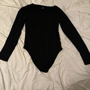 GAP Black Long Sleeve Ribbed Bodysuit